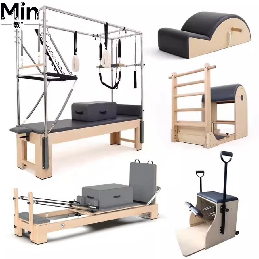 Yoga Fitness Pilates Reformer - 5 Pcs Set Wood Pilates Reformer